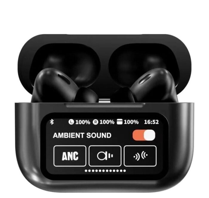 A9 Pro ANC Earbuds Touch Screen Display Black - Image 5