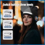 LED Wireless Music Beanie Hat with Bluetooth Earphones Unisex Winter Warm Hat Headlamp Cap Knitted Night Lighted Hat Flashlight
