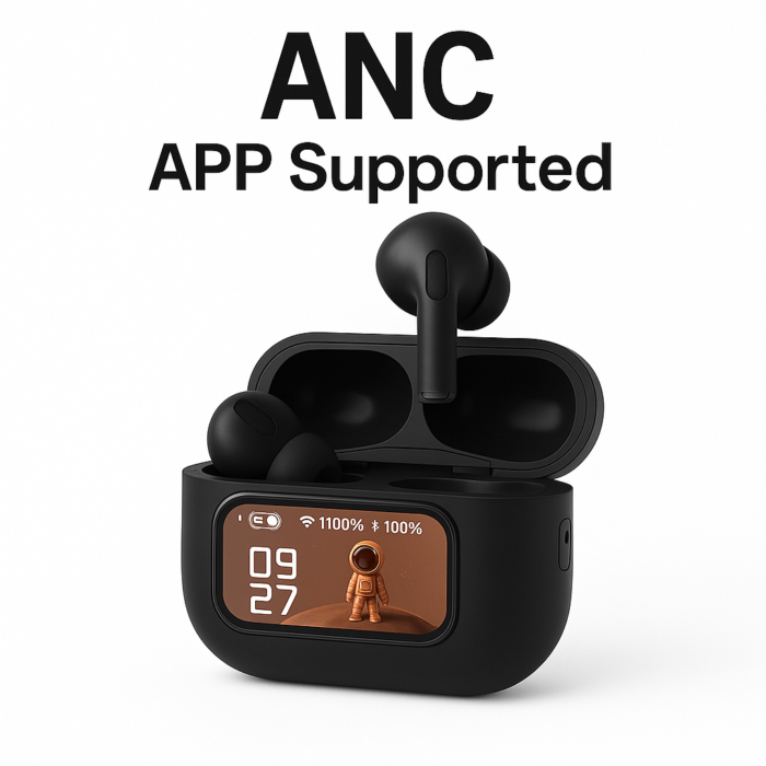 E9 Pro AirPods Touch with LED Display (ANC & ENC Supported) Black - Image 3