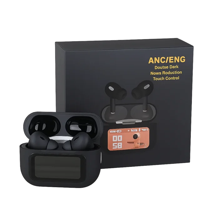 E9 Pro AirPods Touch with LED Display (ANC & ENC Supported) Black - Image 4
