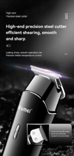 Kemei KM-1113 Professional Hair & Beard Trimmer with LCD Display – 1200mAh Battery, Stainless Steel Blade - Image 4