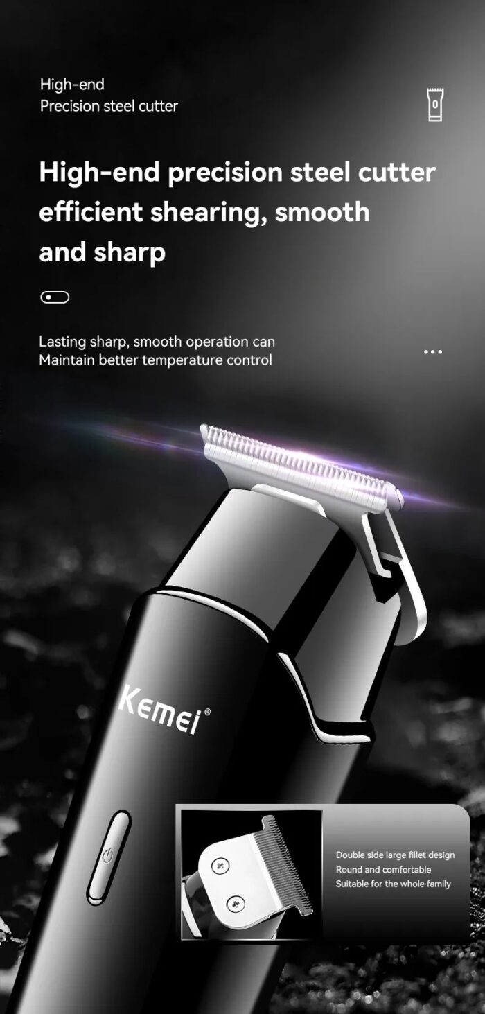 Kemei KM-1113 Professional Hair & Beard Trimmer with LCD Display – 1200mAh Battery, Stainless Steel Blade - Image 4