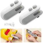 Portable Electric Sealer for Food Packets, Plastic Bag Sealing Stapler with USB Rechargeable Magnetic Cutter
