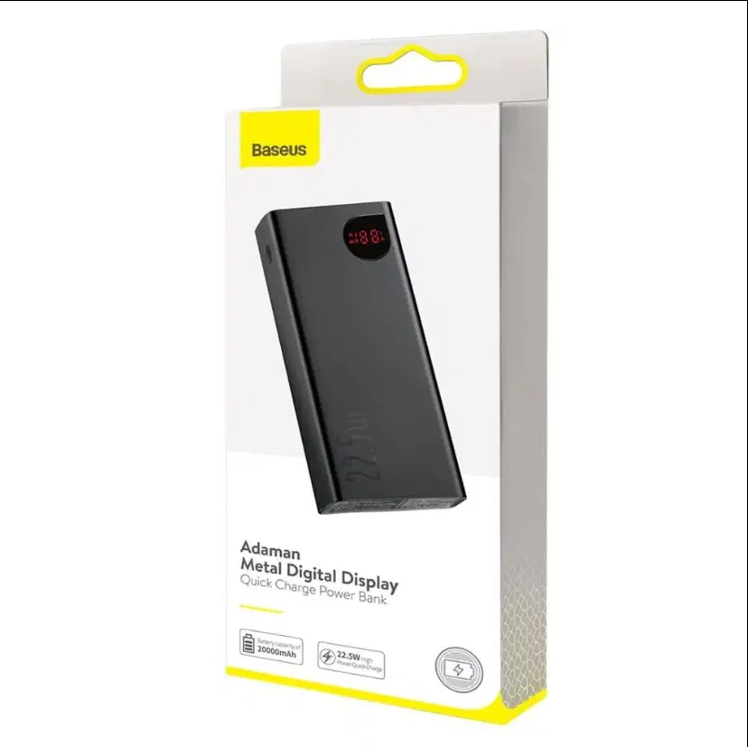 Baseus 20,000 mAh 22.5 watt1 Baseus Power Bank Adaman 22.5w 20000Mah PPAD000101 Metal Digital Display - Image 1