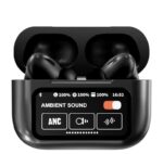 A9 Pro ANC Earbuds Touch Screen Display Black - Image 5