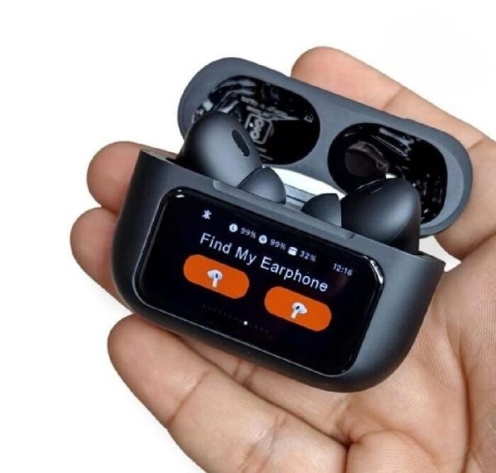 A9 Pro ANC Earbuds Touch Screen Display Black - Image 4
