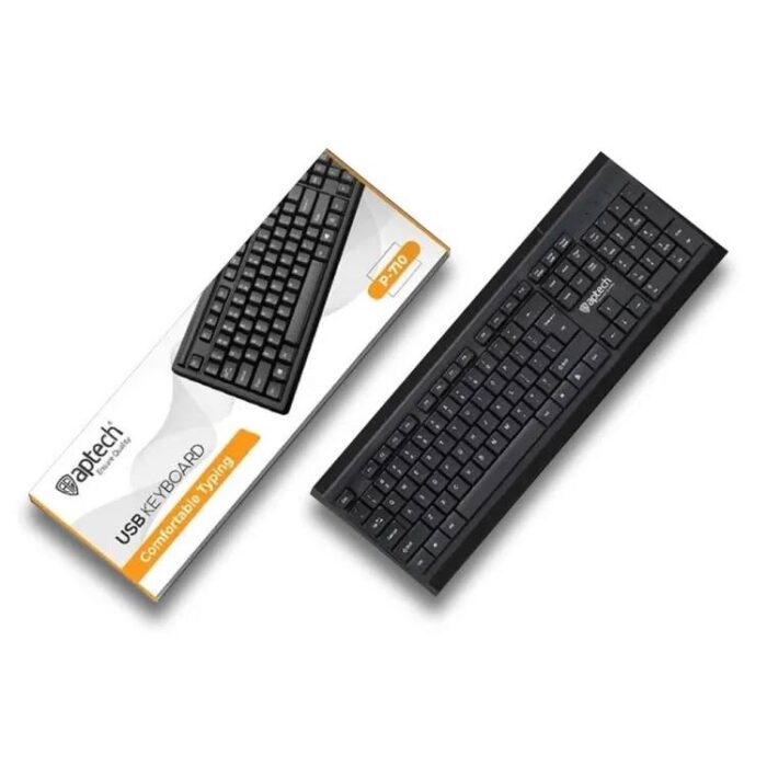 Aptech P-710 USB Keyboard Black Comfortable Typing - Image 2