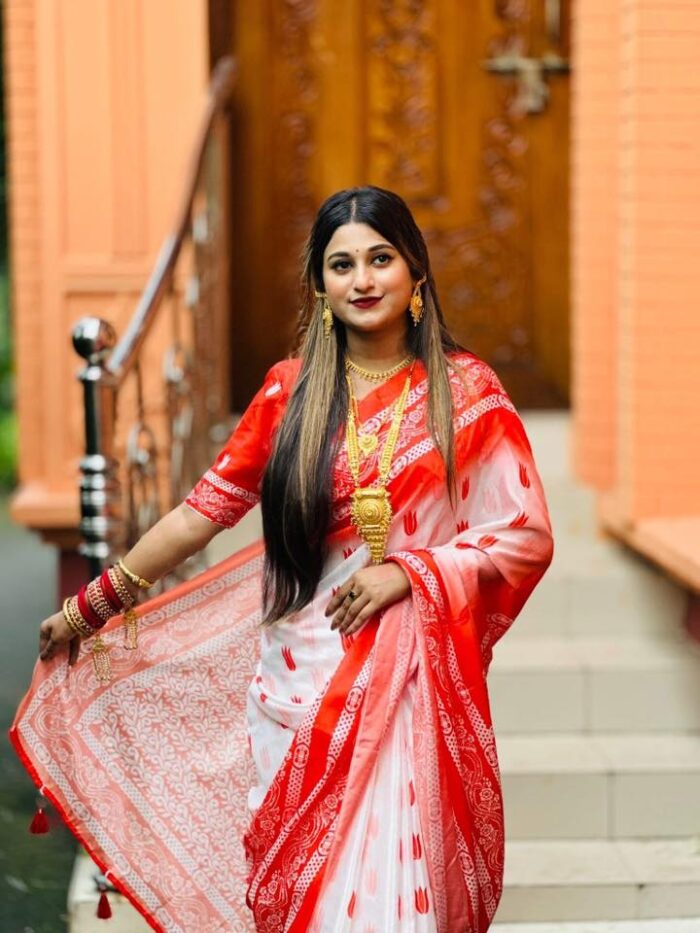 Chanderi silk sharee with blause pcs - Image 6