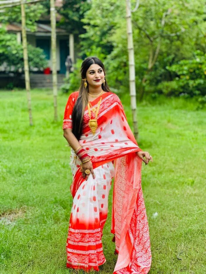 Chanderi silk sharee with blause pcs - Image 5