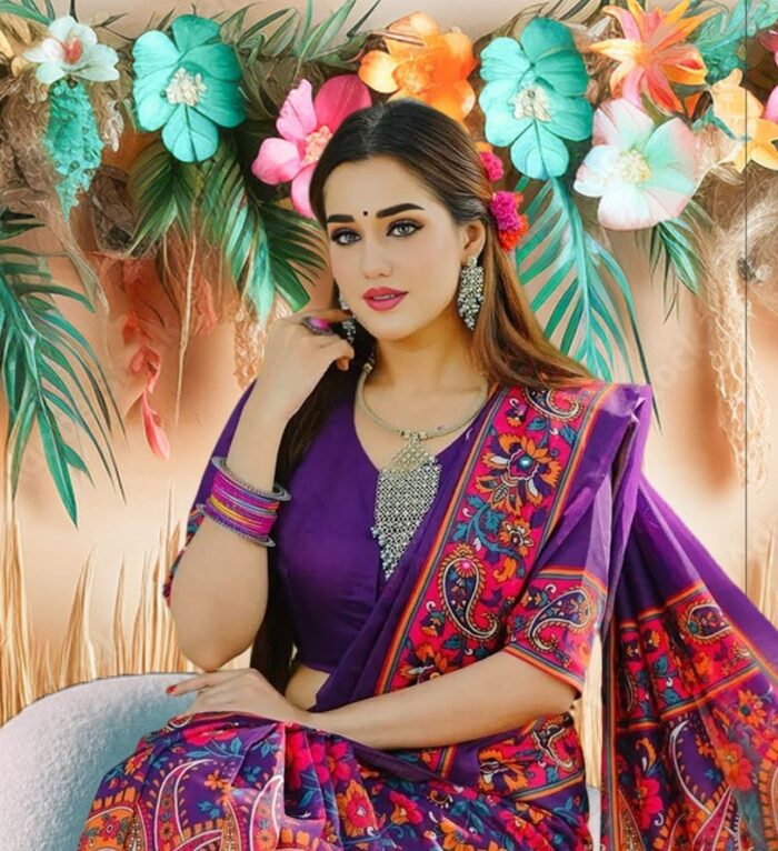 Premium Parsha Sharee with Blouse Piece - Image 5