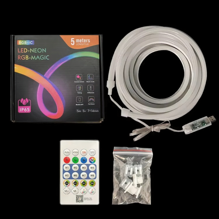 Smart APP Controlled RGBIC LED Neon Strip Lights Music Sync, Multicolor, Voice Control, USB Lighting - Image 3
