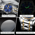 Binbond Luxury Quartz Watch for Men Elegant Stainless Steel with Day & Date Display - Image 2