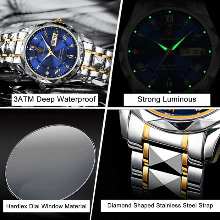 Binbond Luxury Quartz Watch for Men Elegant Stainless Steel with Day & Date Display - Image 2