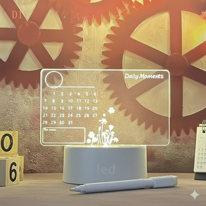 3D Creative Visualization LED Lamp with Calendar Design – Night Light for Home & Office - Image 2